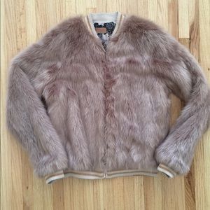 NWOT MOTHER The Letterman Faux Fur Jacket - Sz M